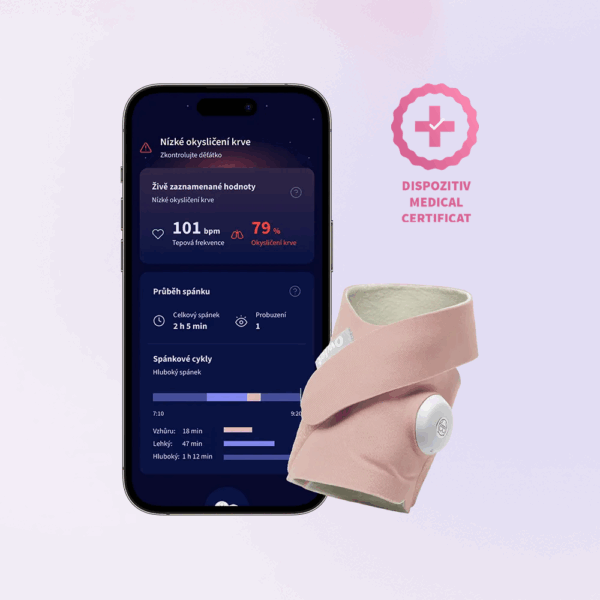 Owlet Dream Sock<sup>TM</sup> – Șosetă inteligentă 0-18 luni (Roz prăfuit)